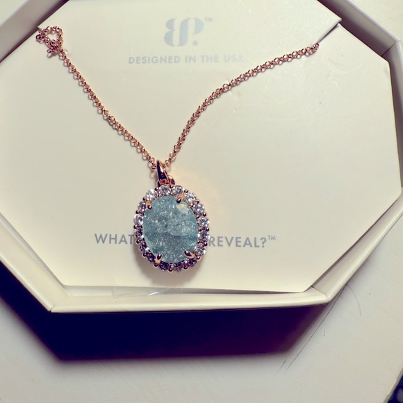 Elegant Lab Created Light Aqua Ice crystal Pendant Necklace - Picture 1 of 2